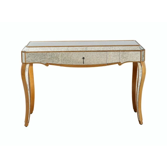 Camden Isle Astrid 47.25 In. Antique Gold Rectangle Glass Console Table Coffee & Side Tables 2 Camden Isle Astrid 47.25 In. Antique Gold Rectangle Glass Console Table Coffee & Side Tables - Image 2