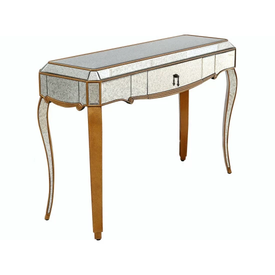Camden Isle Astrid 47.25 In. Antique Gold Rectangle Glass Console Table Coffee & Side Tables 3 Camden Isle Astrid 47.25 In. Antique Gold Rectangle Glass Console Table Coffee & Side Tables - Image 3