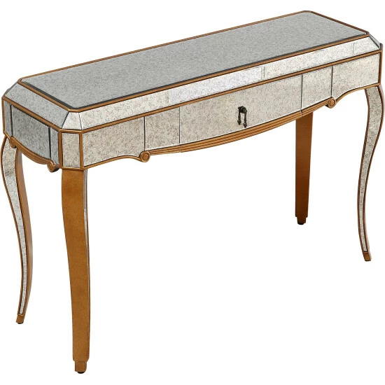 Camden Isle Astrid 47.25 In. Antique Gold Rectangle Glass Console Table Coffee & Side Tables 4 Camden Isle Astrid 47.25 In. Antique Gold Rectangle Glass Console Table Coffee & Side Tables - Image 4