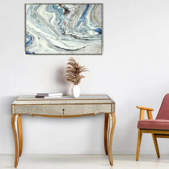 Camden Isle Astrid 47.25 In. Antique Gold Rectangle Glass Console Table Coffee & Side Tables 6 Camden Isle Astrid 47.25 In. Antique Gold Rectangle Glass Console Table Coffee & Side Tables - Image 6