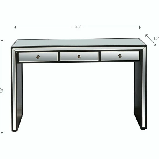 Camden Isle Wyatt 48" Rectangle Glass Console Table - Black Coffee & Side Tables - Image 6