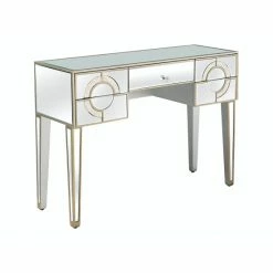 Camden Isle Ophelia 43.25 In. Antique Silver Rectangle Glass Console Table Coffee & Side Tables