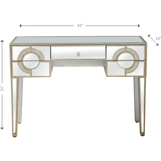 Camden Isle Ophelia 43.25 In. Antique Silver Rectangle Glass Console Table Coffee & Side Tables 5 Camden Isle Ophelia 43.25 In. Antique Silver Rectangle Glass Console Table Coffee & Side Tables - Image 5