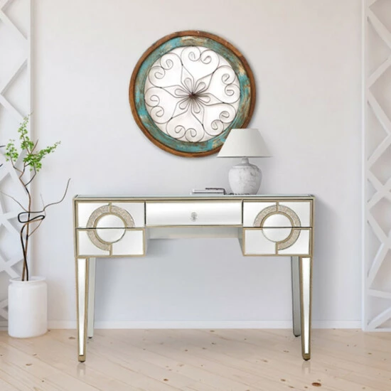 Camden Isle Ophelia 43.25 In. Antique Silver Rectangle Glass Console Table Coffee & Side Tables 6 Camden Isle Ophelia 43.25 In. Antique Silver Rectangle Glass Console Table Coffee & Side Tables - Image 6