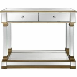 Camden Isle Declan 47.2 In. Champagne Rectangle Glass Console Table Coffee & Side Tables