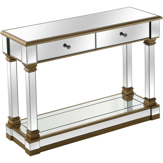 Camden Isle Declan 47.2 In. Champagne Rectangle Glass Console Table Coffee & Side Tables 3 Camden Isle Declan 47.2 In. Champagne Rectangle Glass Console Table Coffee & Side Tables - Image 3