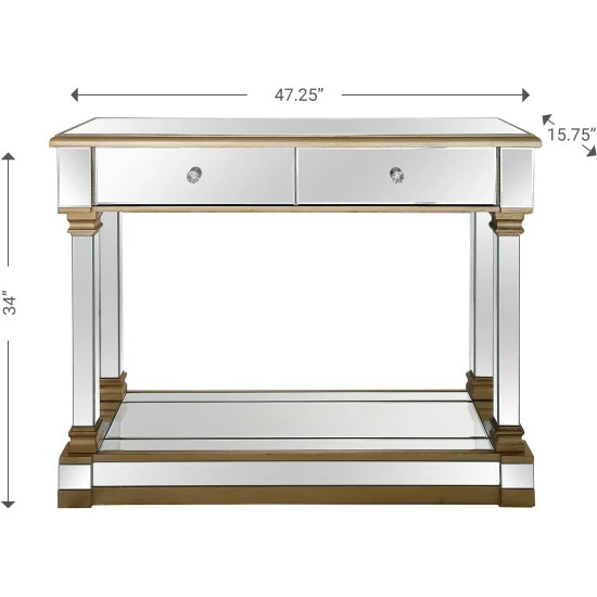 Camden Isle Declan 47.2 In. Champagne Rectangle Glass Console Table Coffee & Side Tables 5 Camden Isle Declan 47.2 In. Champagne Rectangle Glass Console Table Coffee & Side Tables - Image 5