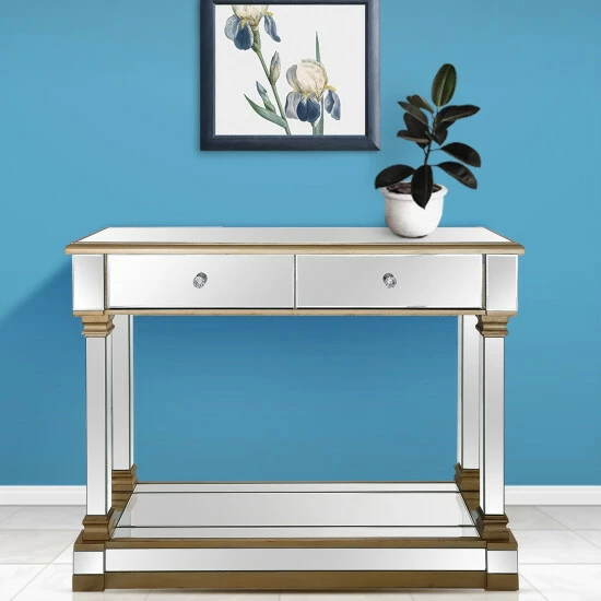 Camden Isle Declan 47.2 In. Champagne Rectangle Glass Console Table Coffee & Side Tables 6 Camden Isle Declan 47.2 In. Champagne Rectangle Glass Console Table Coffee & Side Tables - Image 6