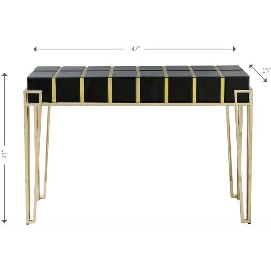 Camden Isle Tuxedo Black Rectangle Glass Console Table Coffee & Side Tables 5 Camden Isle Tuxedo Black Rectangle Glass Console Table Coffee & Side Tables - Image 5