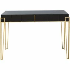 Camden Isle Daria 48 In. Black Rectangle Glass Console Table Coffee & Side Tables