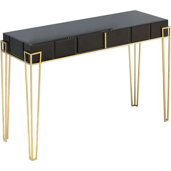Camden Isle Daria 48 In. Black Rectangle Glass Console Table Coffee & Side Tables - Image 3