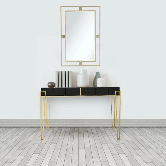Camden Isle Daria 48 In. Black Rectangle Glass Console Table Coffee & Side Tables - Image 6