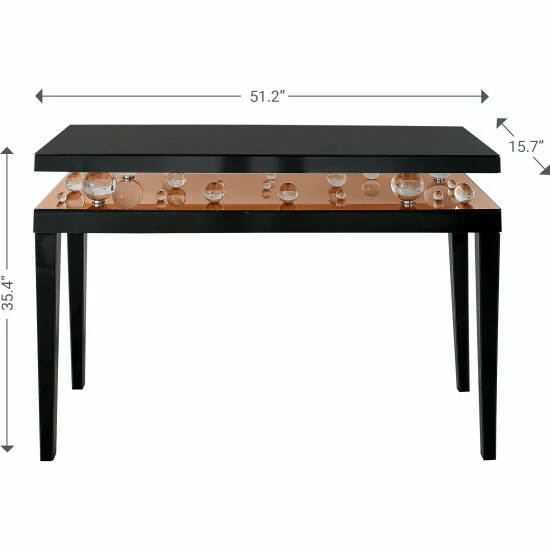Camden Isle Gelenau 51.2 In. Rose Gold Rectangle Glass Console Table Coffee & Side Tables - Image 4