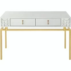 Camden Isle Dynasty 47.2 In. White Rectangle Glass Console Table Coffee & Side Tables